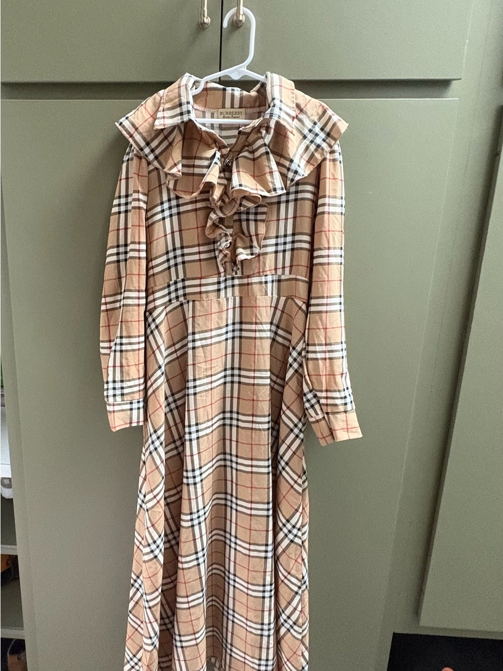 Nova Check Ruffle Collar Midi Dress